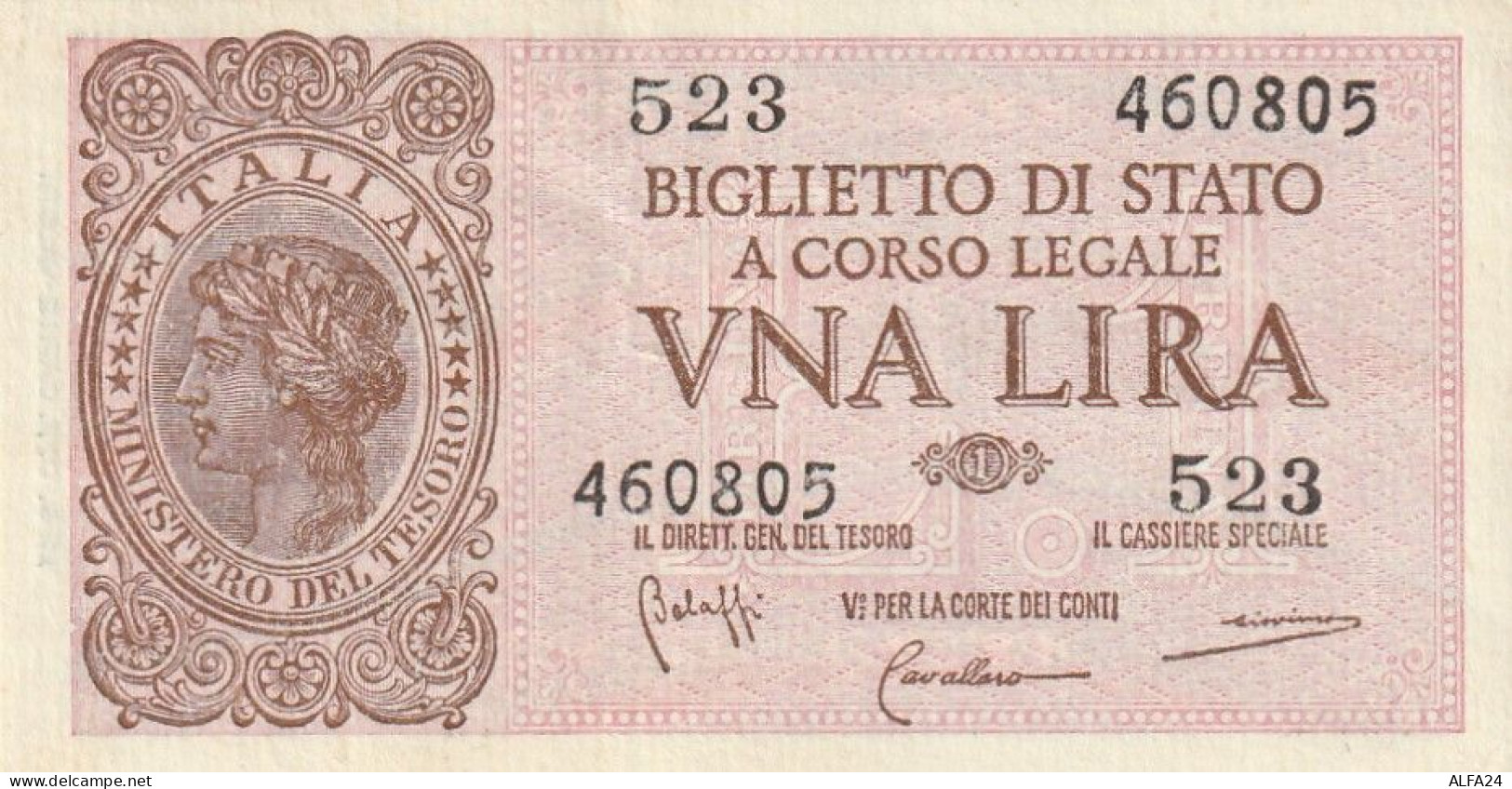 BANCONOTA BIGLIETTO DI STATO ITALIA 1 LIRA UNC  (B_357 - Italië – 1 Lira