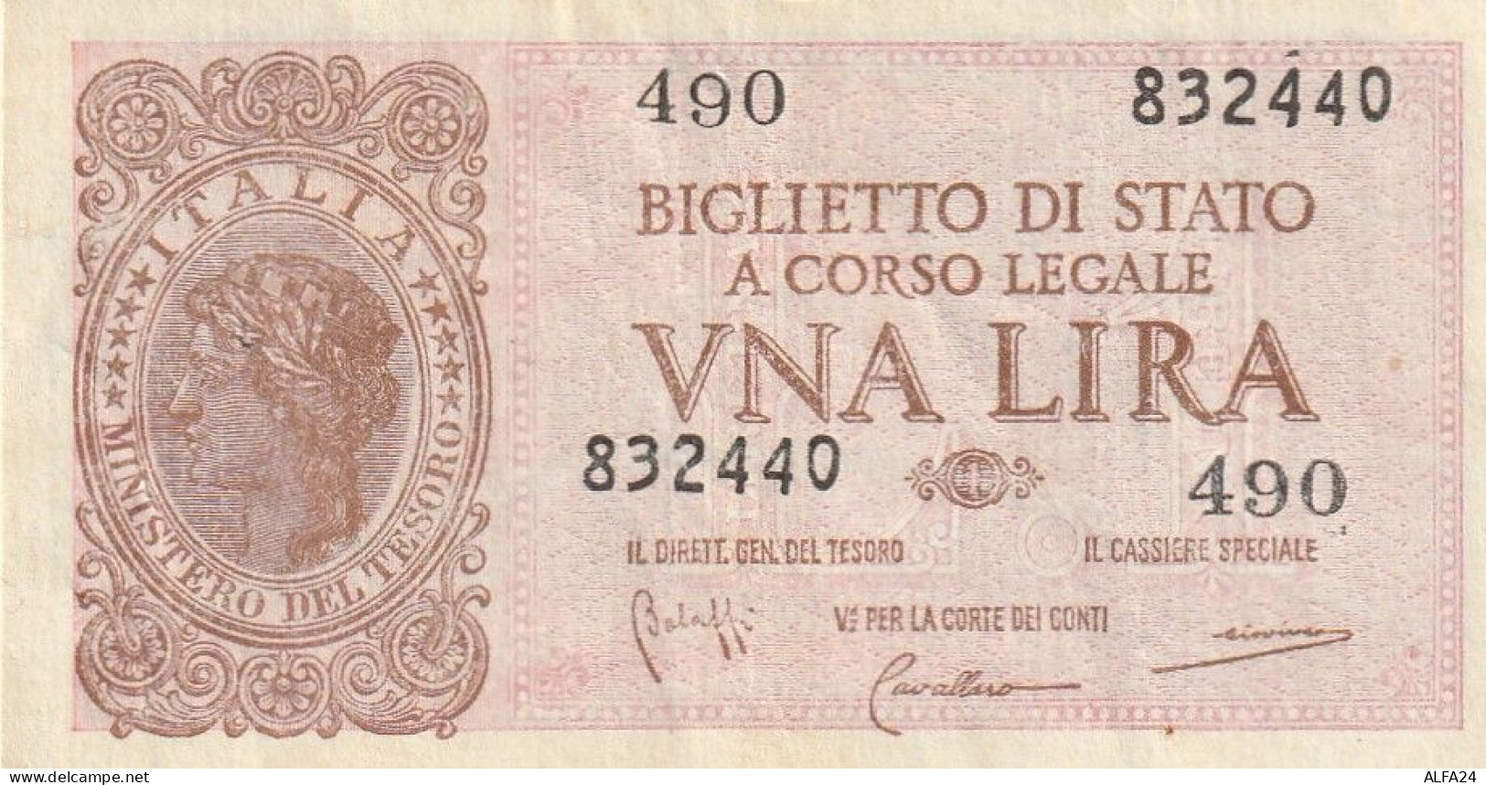 BANCONOTA BIGLIETTO DI STATO ITALIA 1 LIRA VF  (B_350 - Italia – 1 Lira