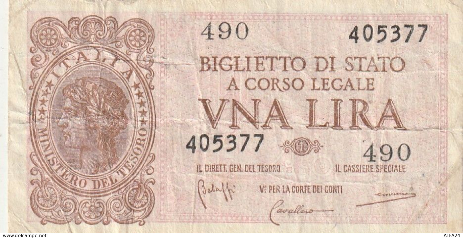 BANCONOTA BIGLIETTO DI STATO ITALIA 1 LIRA VF  (B_351 - Italia – 1 Lira