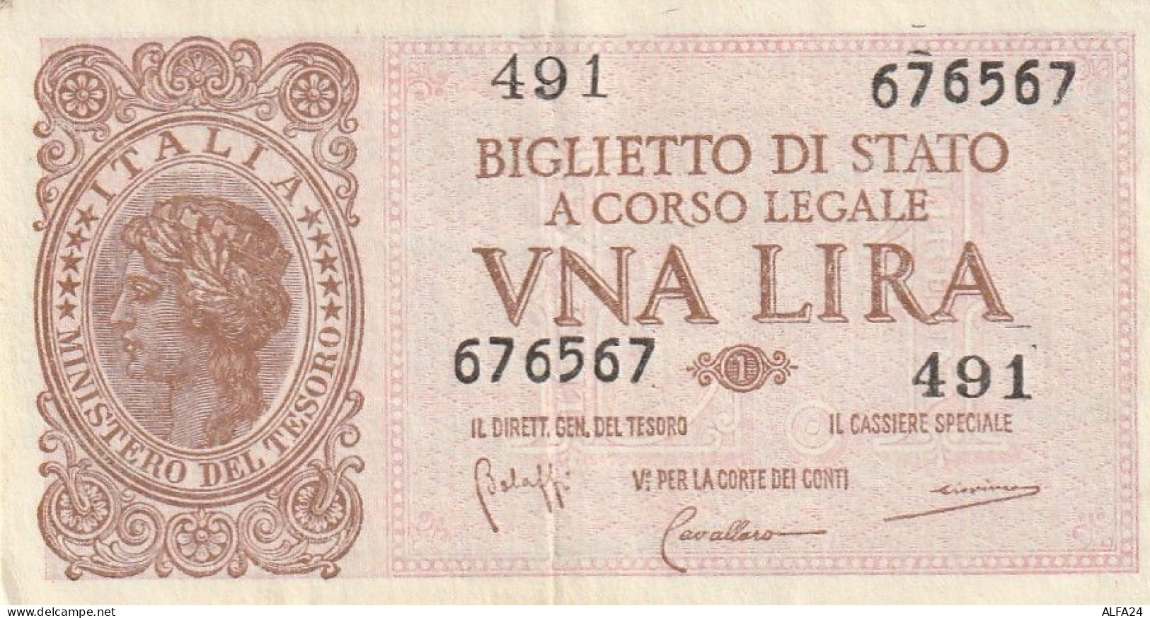 BANCONOTA BIGLIETTO DI STATO ITALIA 1 LIRA EF  (B_342 - Italia – 1 Lira