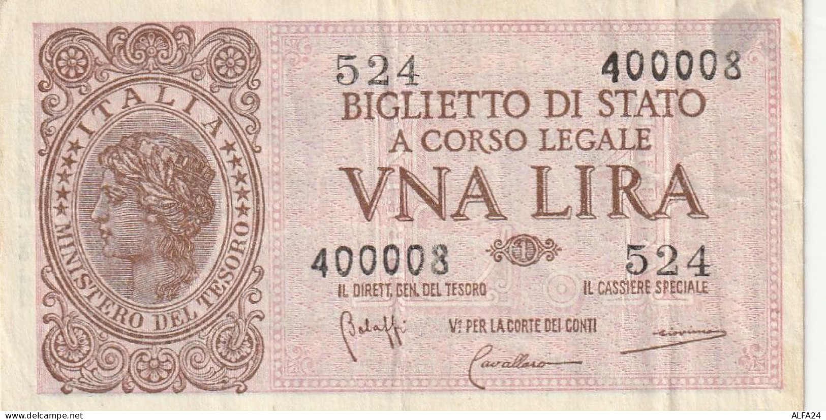 BANCONOTA BIGLIETTO DI STATO ITALIA 1 LIRA VF  (B_345 - Italia – 1 Lira