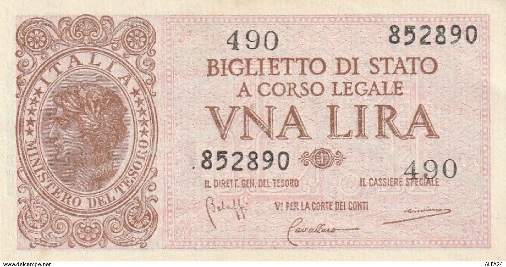 BANCONOTA BIGLIETTO DI STATO ITALIA 1 LIRA AUNC  (B_343 - Italië – 1 Lira