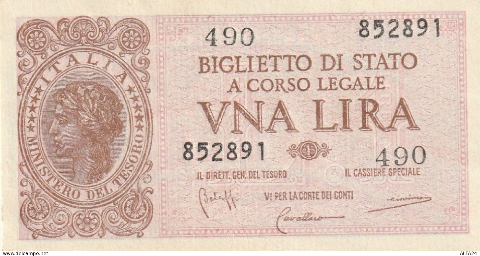 BANCONOTA BIGLIETTO DI STATO ITALIA 1 LIRA AUNC  (B_344 - Italia – 1 Lira