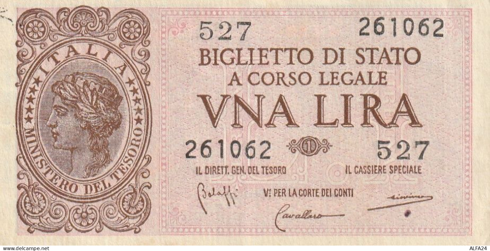 BANCONOTA BIGLIETTO DI STATO ITALIA 1 LIRA AUNC  (B_337 - Italia – 1 Lira