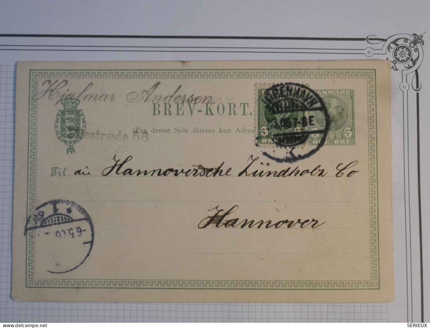 DI 16   DANEMARK BELLE   CARTE ENTIER  ENV. 1894 COPHENAGUE A HANNOVER GERMANY  + AFF. INTERESSANT+++ - Ganzsachen