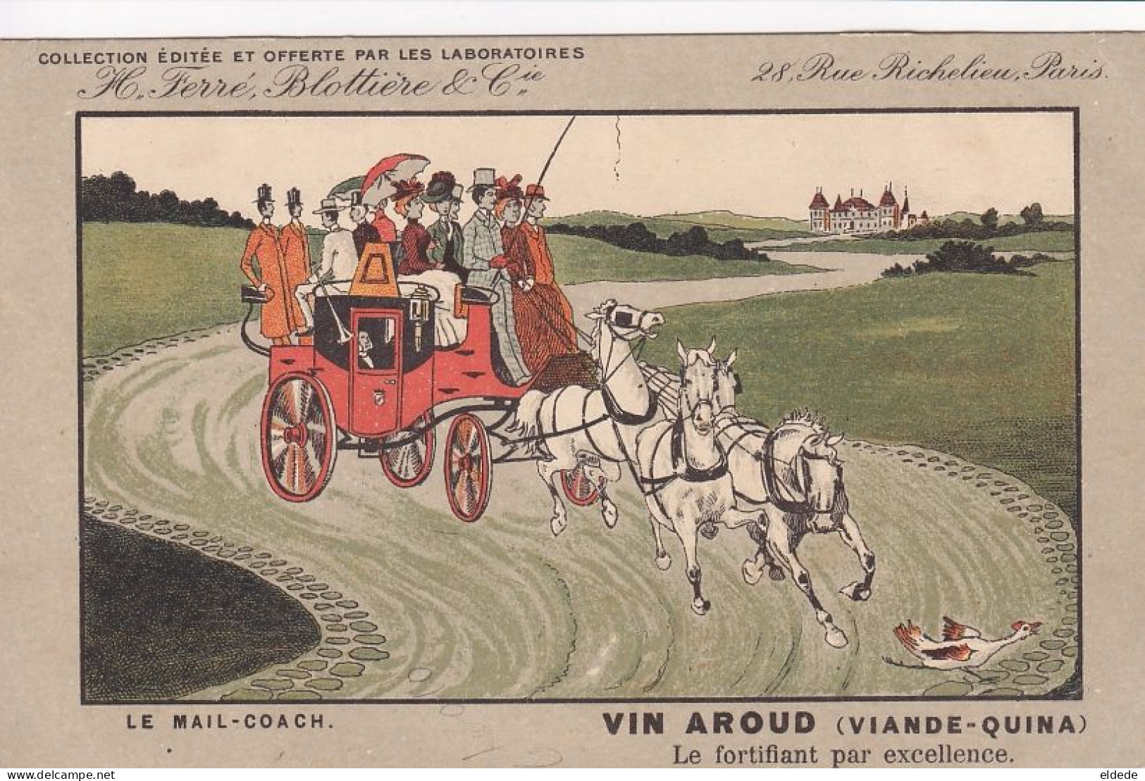 The Mail Coach Diligence Pub Couleur Vin Aroud Viande Et Quinquina - Taxi & Carrozzelle