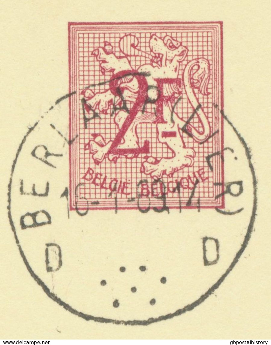 BELGIUM VILLAGE POSTMARKS  BERLAAR (LIER) D SC With Dots 1969 (Postal Stationery 2 F, PUBLIBEL 2291 N.) - Annulli A Punti