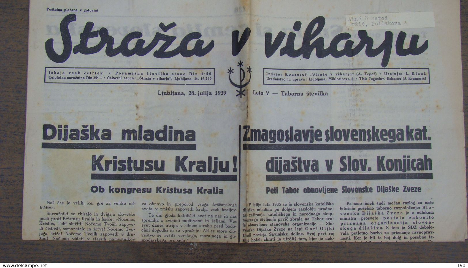 NEWSPAPER , STRAZA  V VIHARJU - Slav Languages