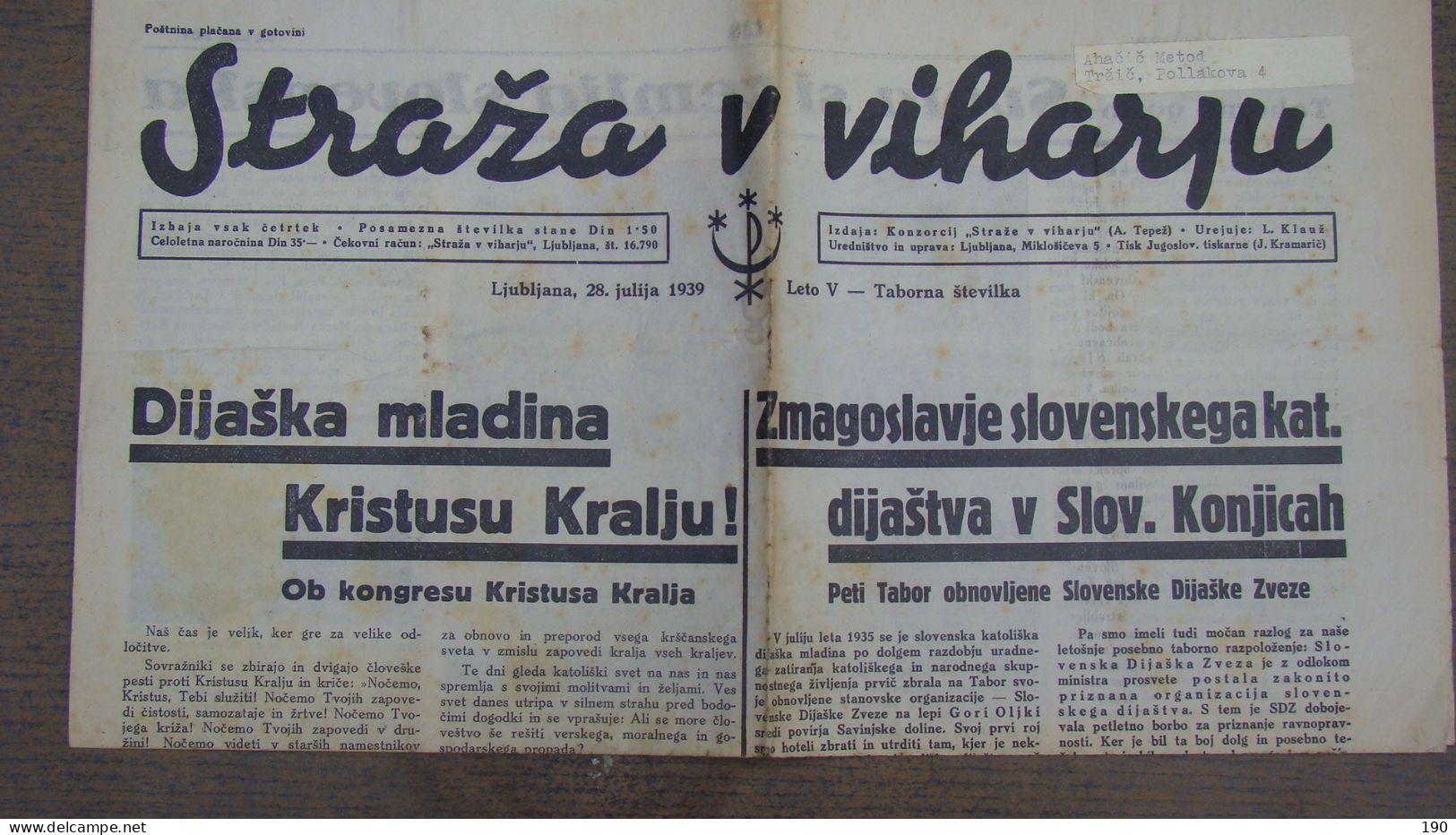 NEWSPAPER , STRAZA  V VIHARJU - Slavische Talen