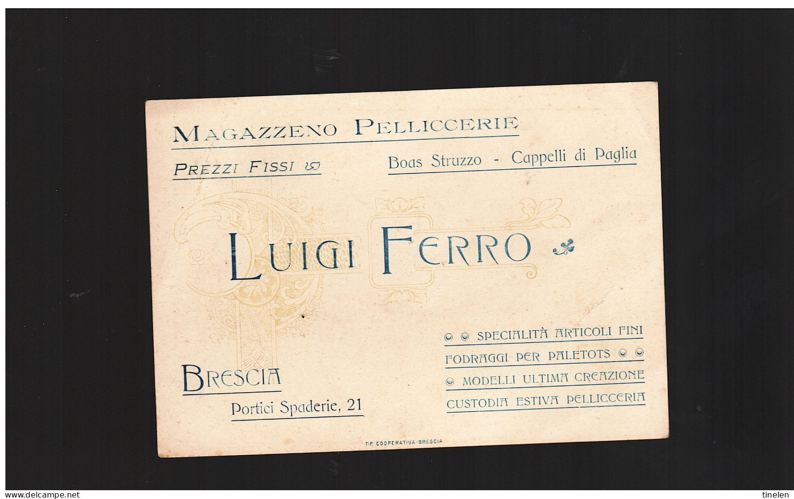 Italia- Cartolina Pubblicitaria Luigi Ferro Brescia - Reclame