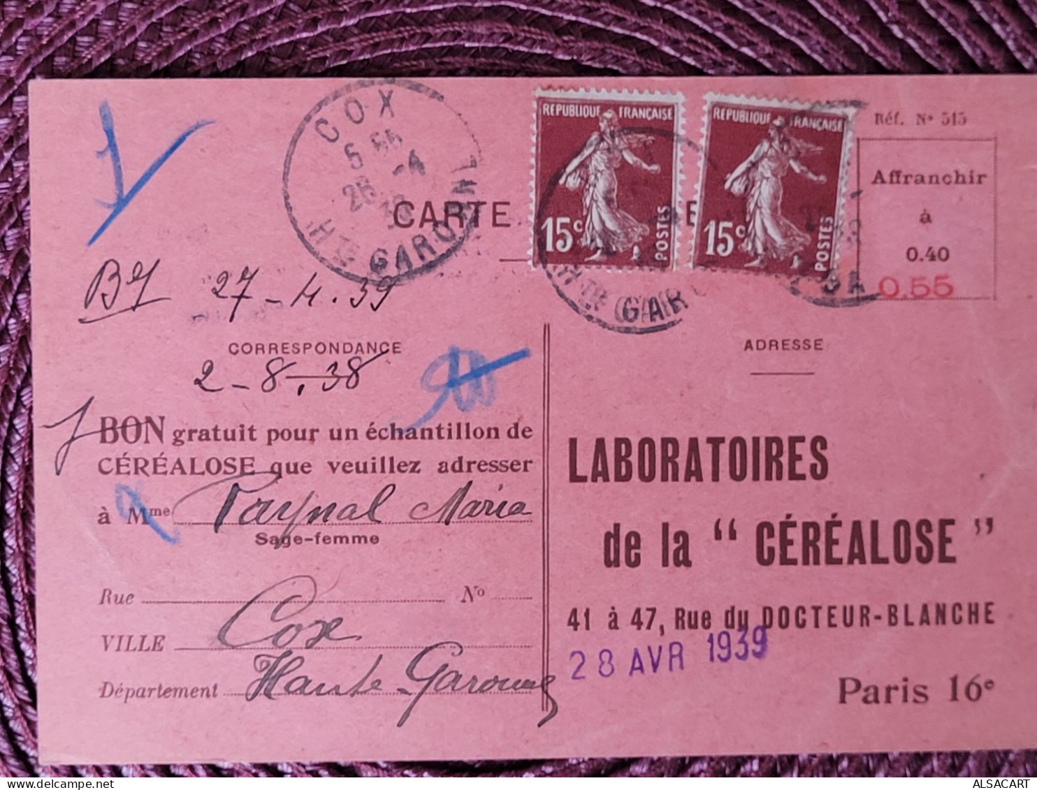 Laboratoire De La Cerealose , Paris 16 Ieme , Publicité - Other & Unclassified