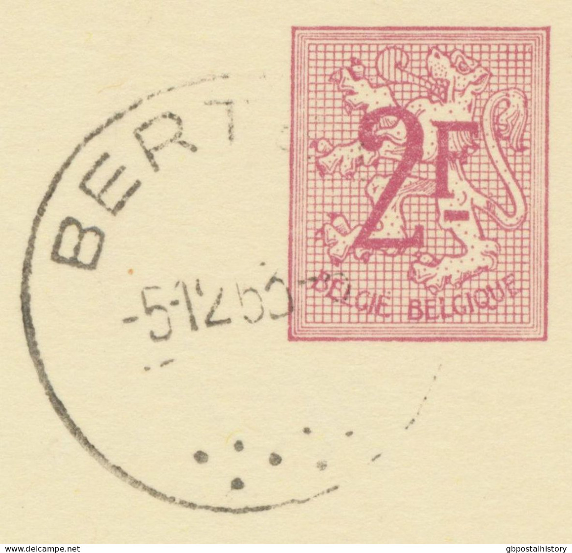 BELGIUM VILLAGE POSTMARKS  BERTEM SC With Dots 1963 (Postal Stationery 2 F, PUBLIBEL 1965) - Puntstempels