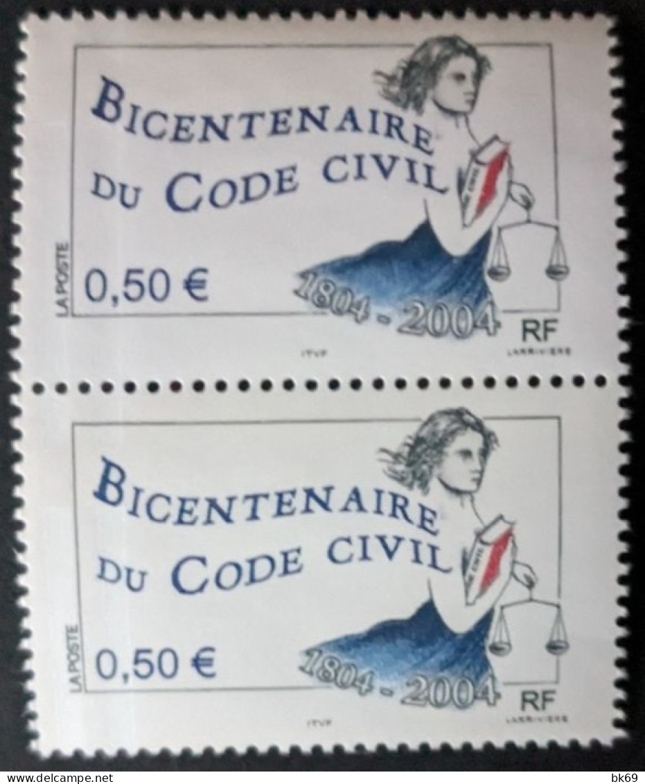 Top Variété 3644a** X2 - Avec Les  2 Bandes De Phosphore à Gauche ET En +, Bandes à Cheval Cote + 60€ - Unused Stamps