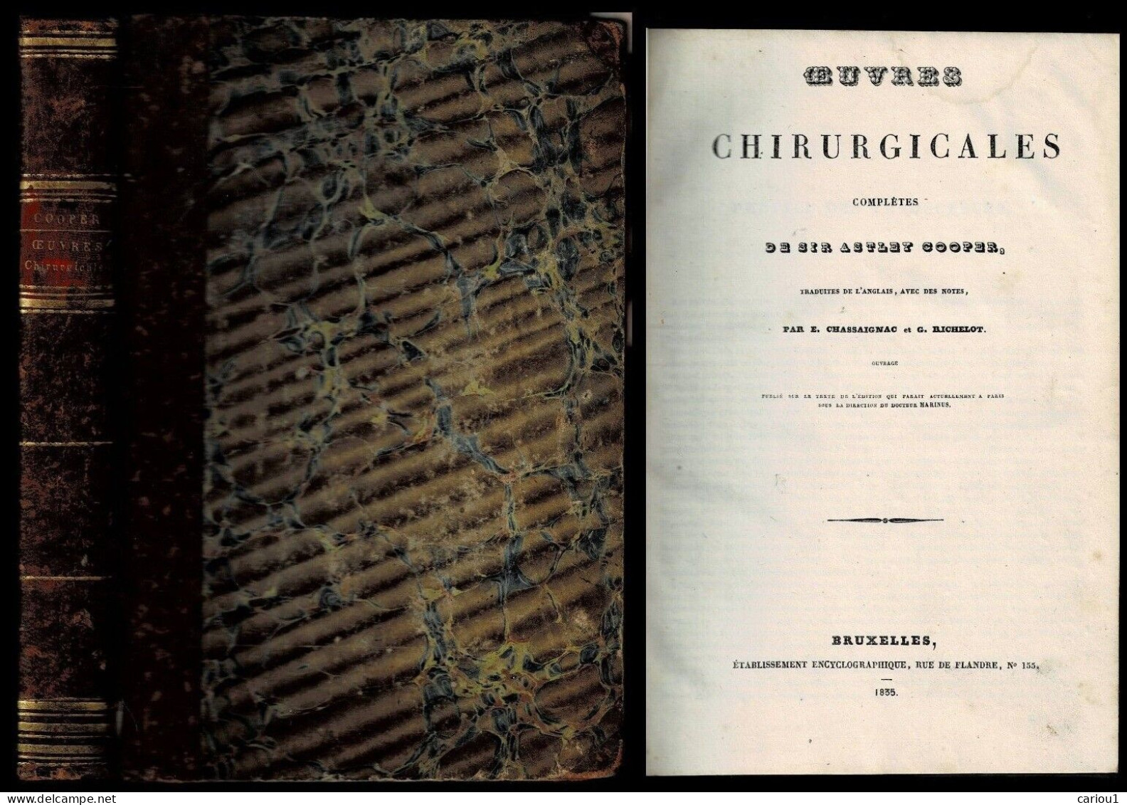 C1  MEDECINE Sir Astley COOPER - OEUVRES CHIRURGICALES COMPLETES 1835 Reliure D Epoque Port Inclus France - Medical & Dental Equipment