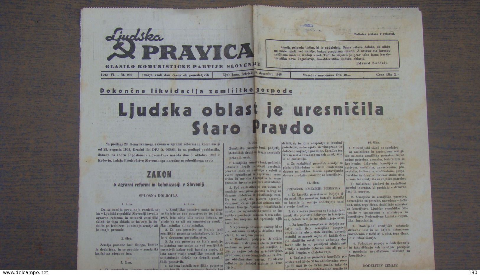 NEWSPAPER , LJUDSKA PRAVICA - Slawische Sprachen