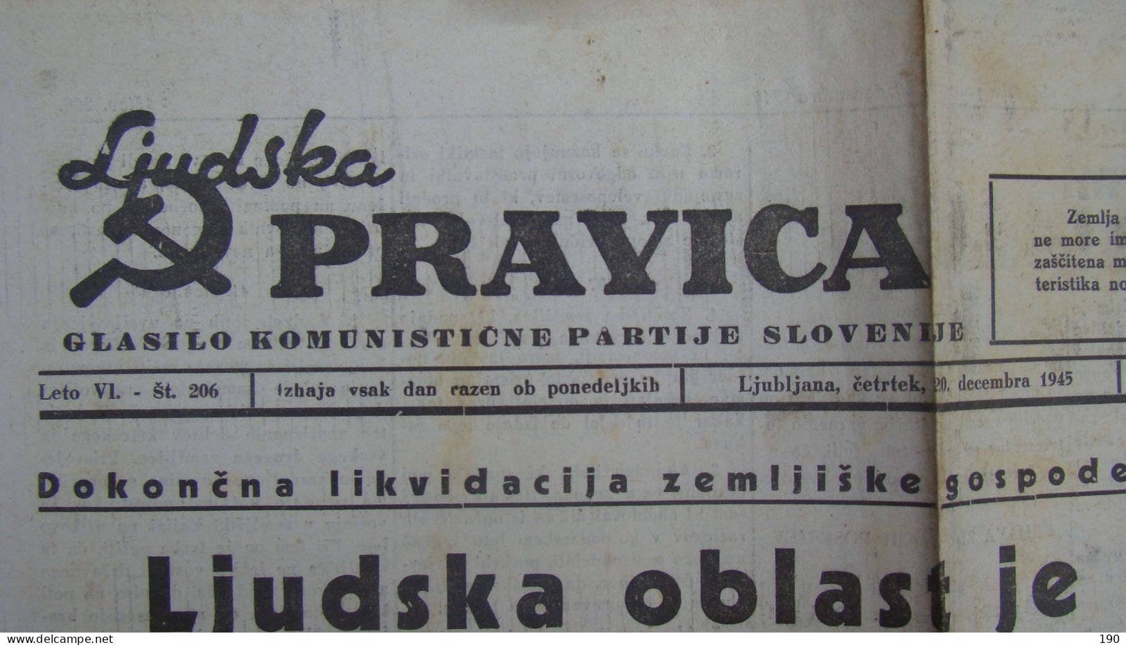 NEWSPAPER , LJUDSKA PRAVICA - Slawische Sprachen