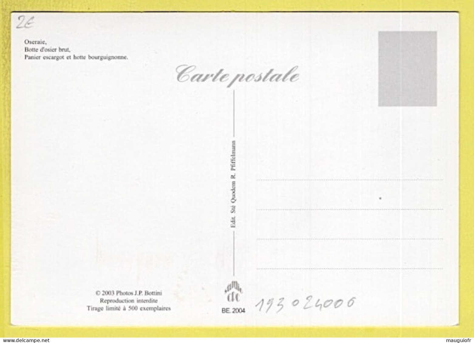 52 HAUTE MARNE / FAYL-BILLOT / OSIER ET PANIERS - Fayl-Billot