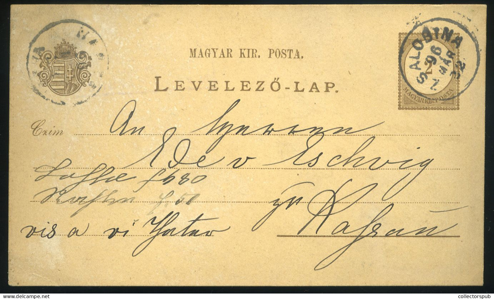 HUNGARY 1896 PS Card Rare Cancellation ZSALOBINA - Entiers Postaux