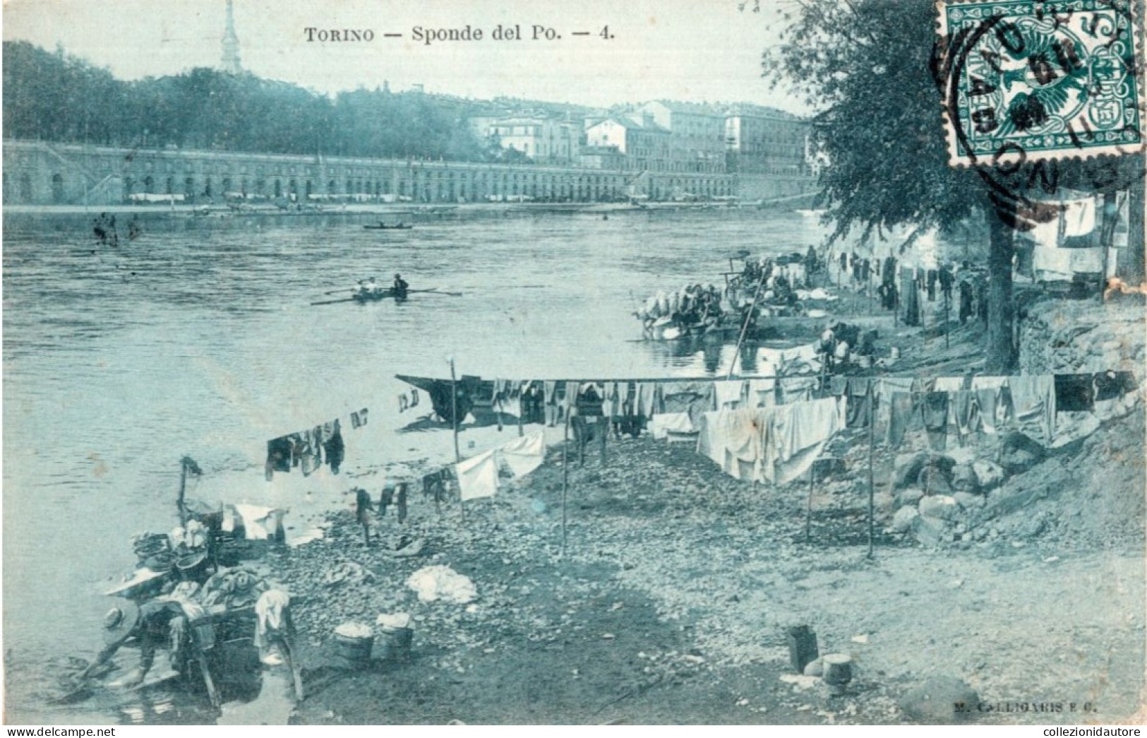 TORINO - SPONDE DEL PO - ANIMATA - LAVANDAIE - PASSAGGIO DEL BARCHINO - CARTOLINA FP SPEDITA PRIMO 900 - Fiume Po