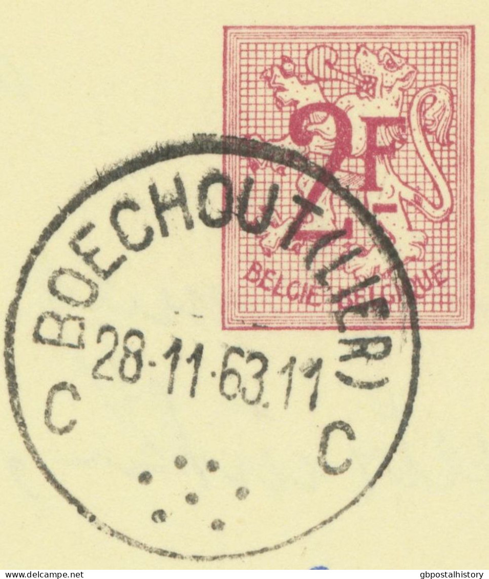 BELGIUM VILLAGE POSTMARKS  BOECHOUT (LIER) C SC With Dots 1963 (Postal Stationery 2 F, PUBLIBEL 1867) - Punktstempel