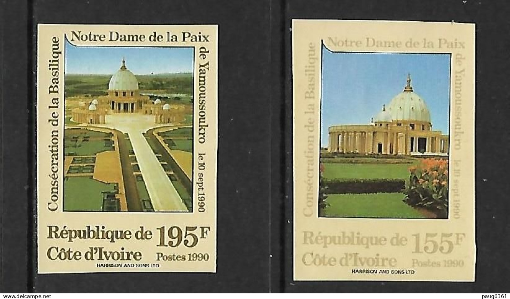 COTE D'IVOIRE 1990 Consécration De La Basilique Notre-dame De La Paix  N°845/846 NON DENTELE  NEUF MNH** - Cristianismo