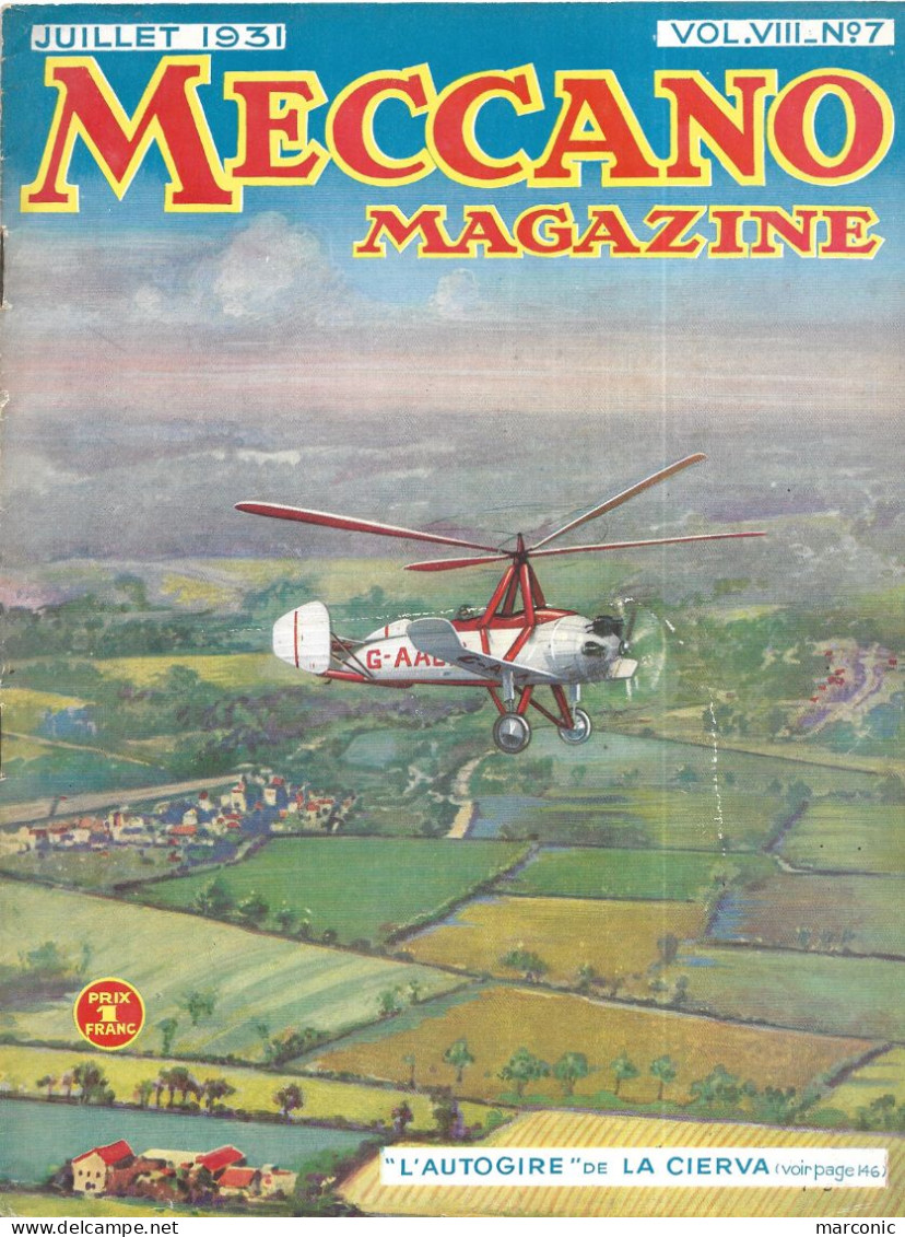 MECCANO MAGAZINE - Juillet 1931, Volume VIII, N°7 - Autogire De La Cierva - Modélisme