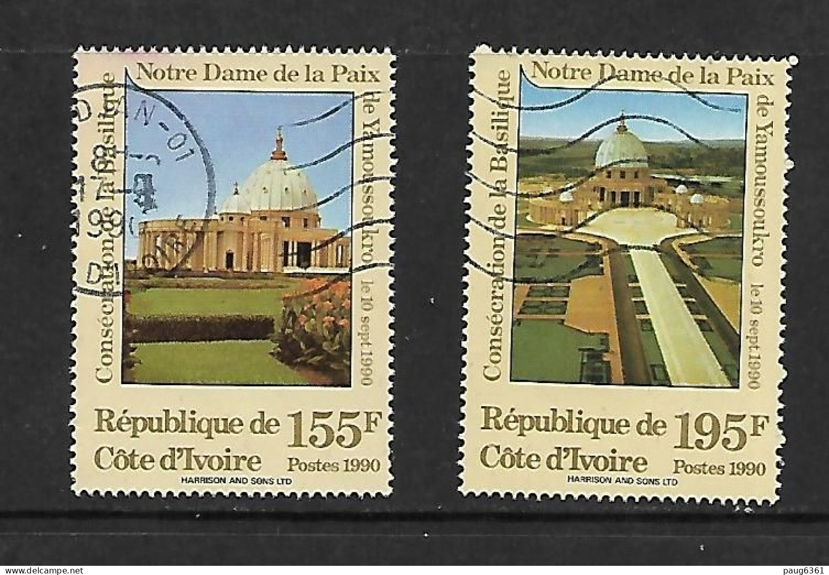 COTE D'IVOIRE 1990 Consécration De La Basilique Notre-dame De La Paix  N°845/846   OBLITERE - Cristianismo