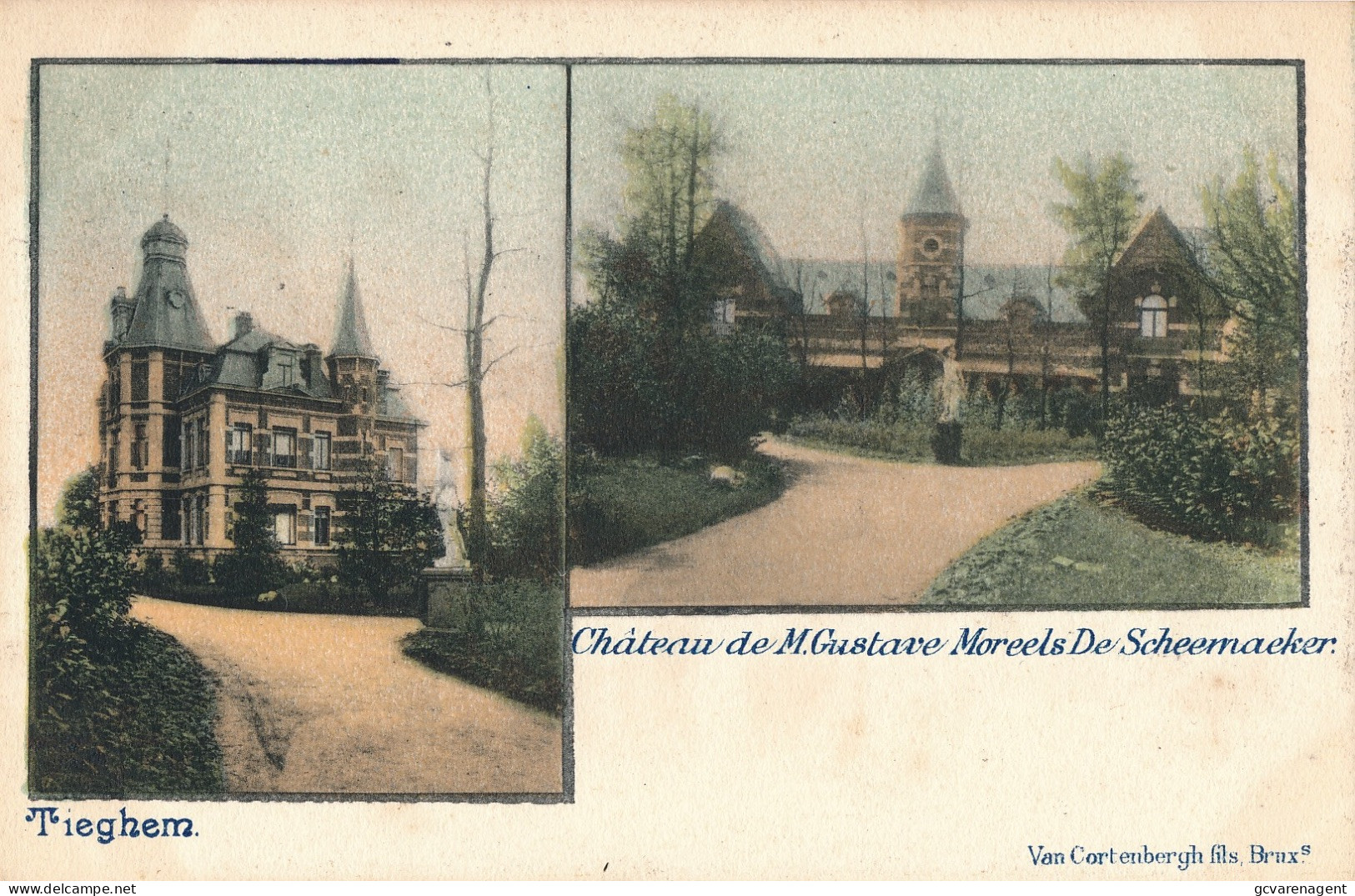 TIEGEM    CHATEAU DE M.GUSTAVE MOREELS DE SCHEERNAEKER          2 SCANS - Anzegem