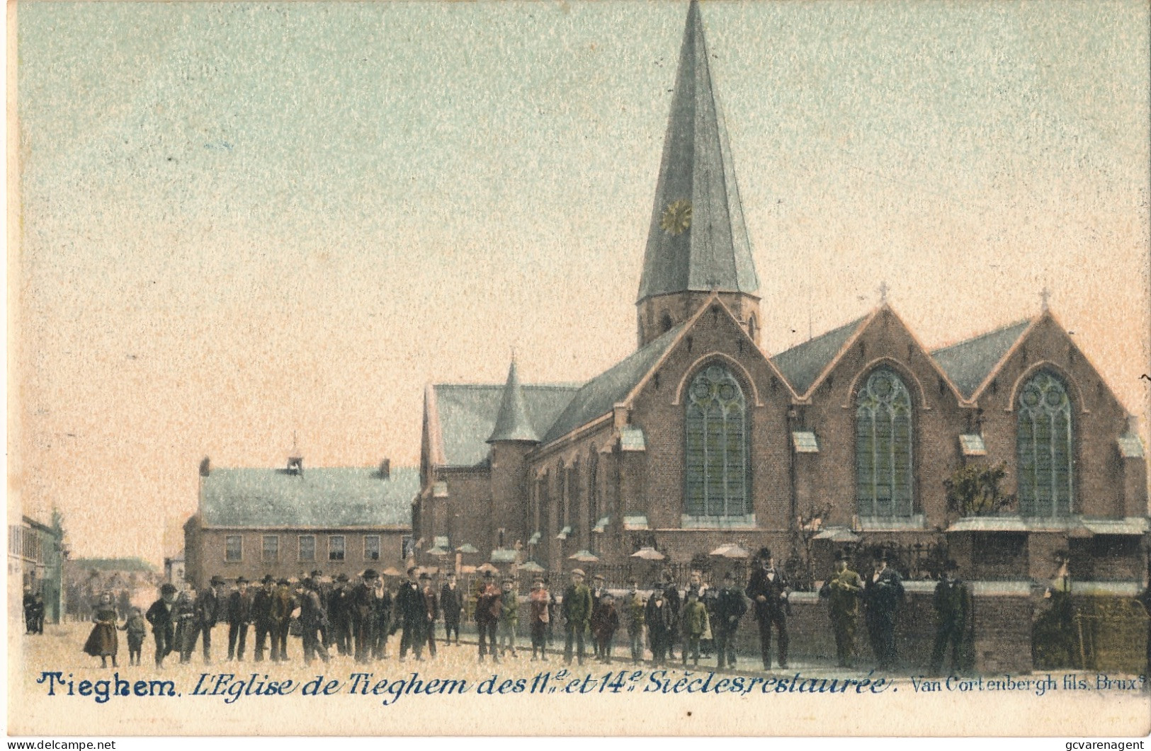 TIEGEM    L'EGLISE DE TIEGHEM DES 11e ET 14e SIECLES RESTAUREE       2 SCANS - Anzegem