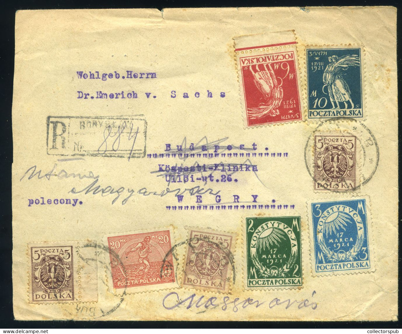 POLAND 1923. Nice Registered Cover To Hungary - Briefe U. Dokumente