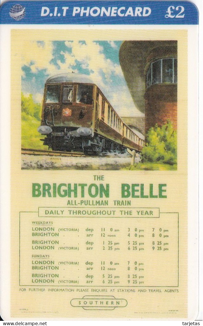 TARJETA DE REINO UNIDO DE UN TREN BRIGHTON BELLE (TRAIN-ZUG) - Treinen