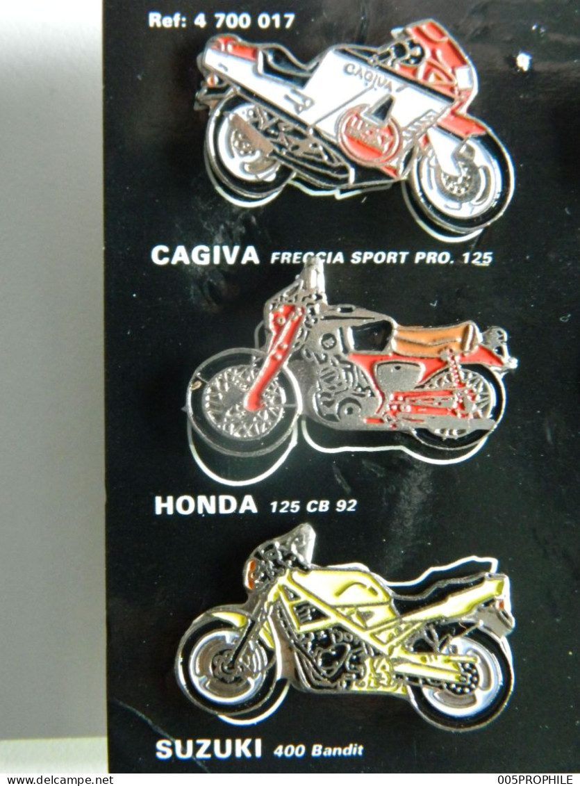 * Plaquette 6 Pin's - Moto Motos Motorrad - Cagiva Freccia Brough Superior Honda Werner Suzuki 400 Triumph 500 - Motos