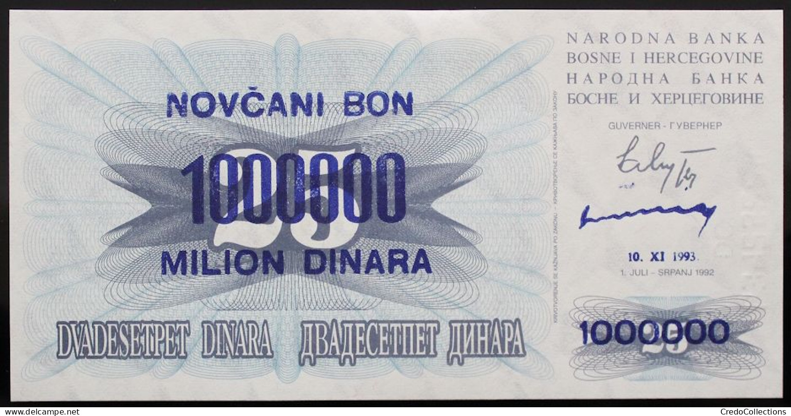 Bosnie-Herzégovine - 1000000 Dinara - 1993 - PICK 35b.3 - NEUF - Bosnia And Herzegovina