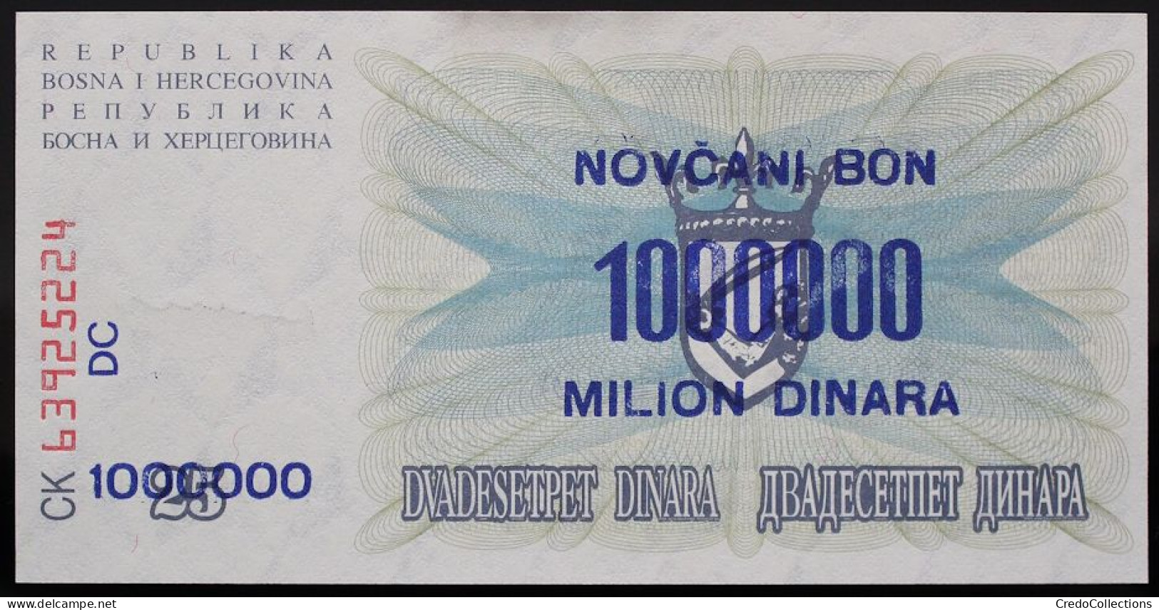 Bosnie-Herzégovine - 1000000 Dinara - 1993 - PICK 35b.3 - NEUF - Bosnië En Herzegovina