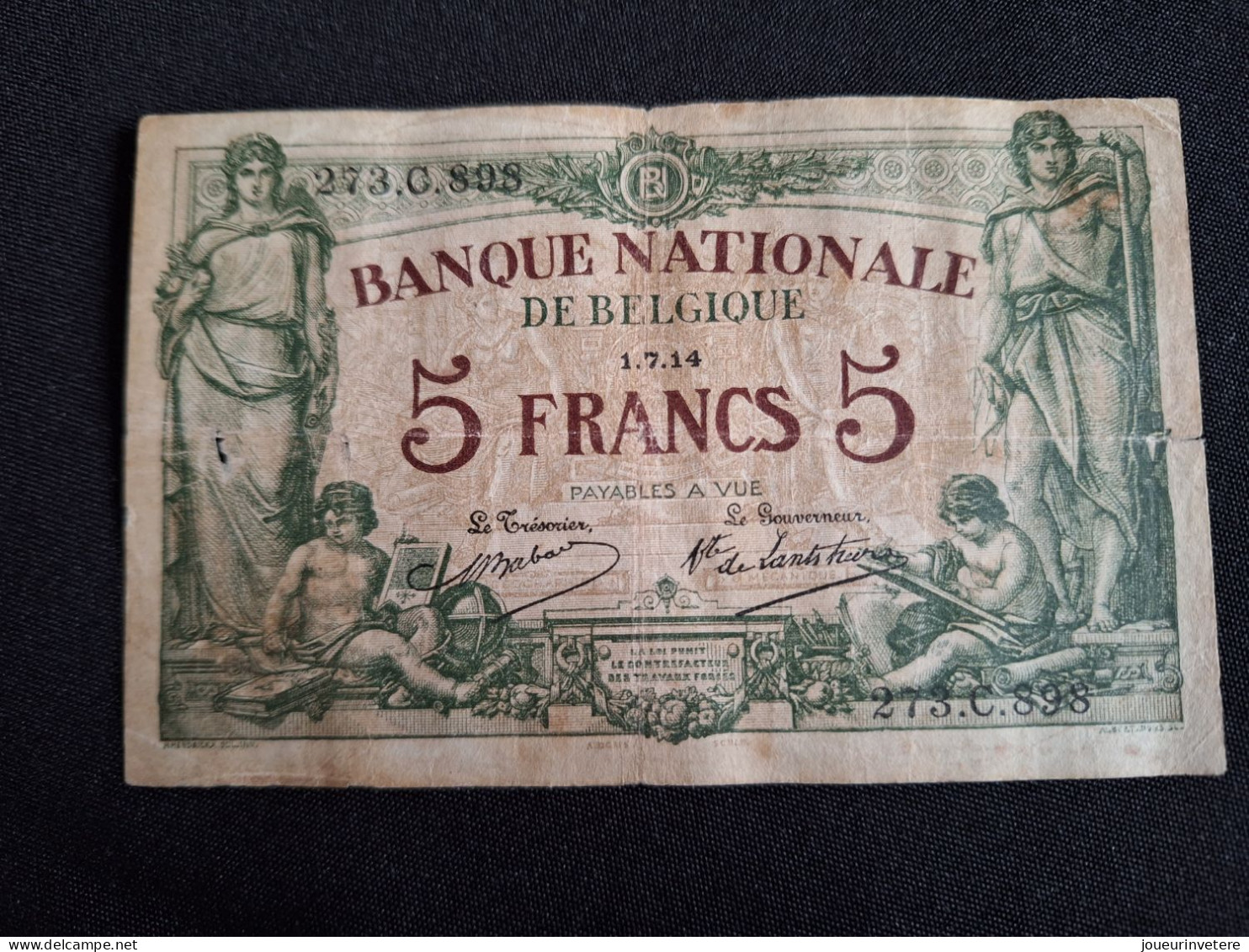 Belgique Billet 5 Francs 1/7/1914  Banque Nationale De Belgique TB ETAT - Autres - Europe