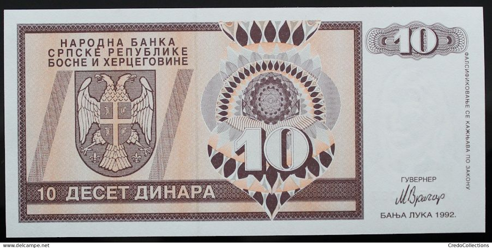 Bosnie-Herzégovine - 10 Dinara - 1992 - PICK 133a - NEUF - Bosnia And Herzegovina