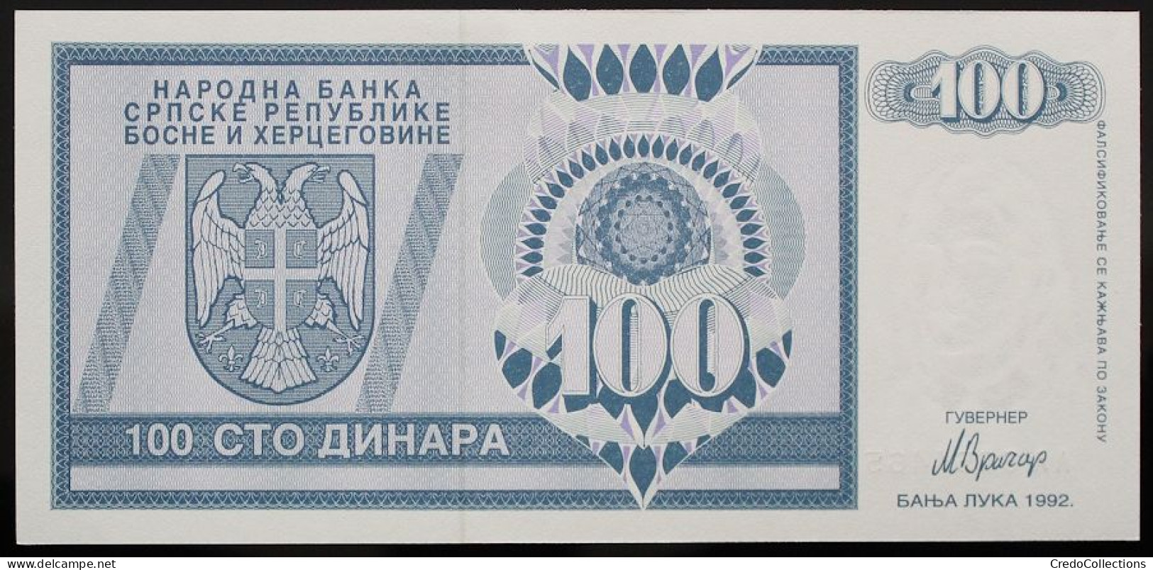 Bosnie-Herzégovine - 100 Dinara - 1992 - PICK 135a - NEUF - Bosnia Erzegovina