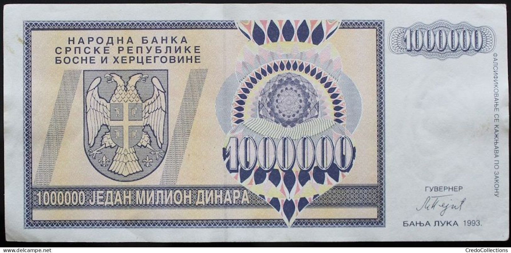 Bosnie-Herzégovine - 1000000 Dinara - 1993 - PICK 142a - TTB+ - Bosnien-Herzegowina