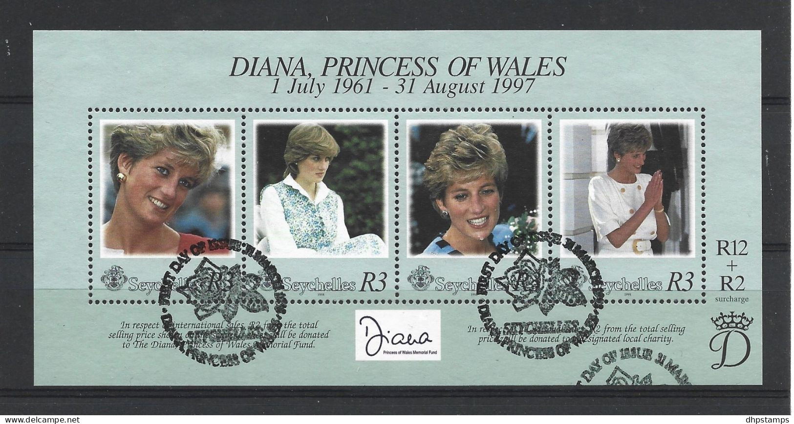 Seychelles 1998 Diana Princess Of Wales Y.T. BF 40 (0) - Seychelles (1976-...)