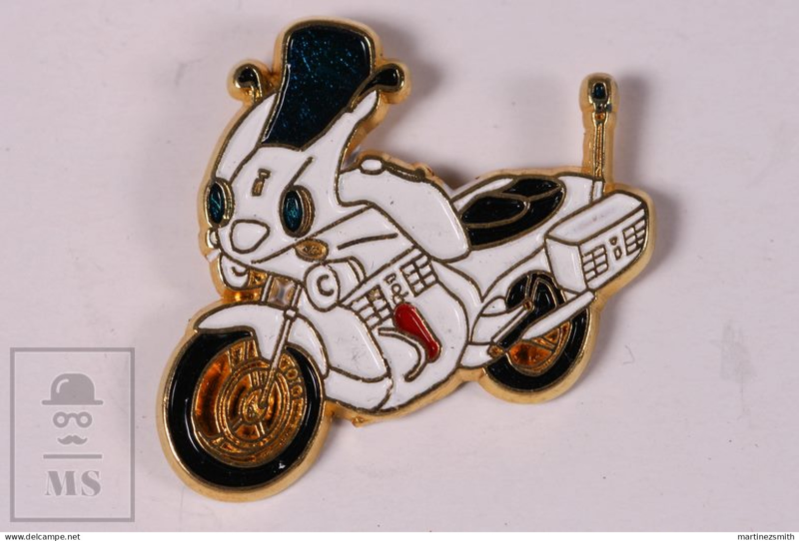 Pin Motorbike Police - 27 X 27 Mm - Unmarked Back - Butterfly Fastener - Motos