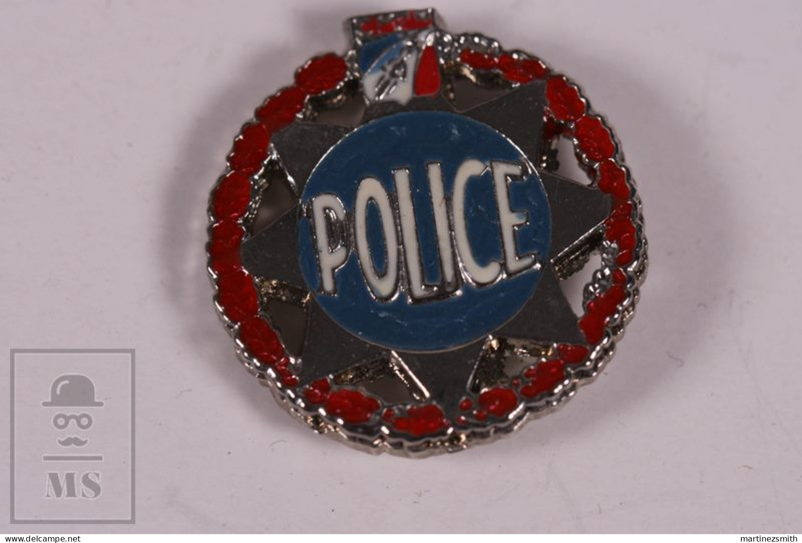 Pin Police Star - 19 Mm Diameter - Marked Backside Atlantis - Butterfly Fastener - Polizei