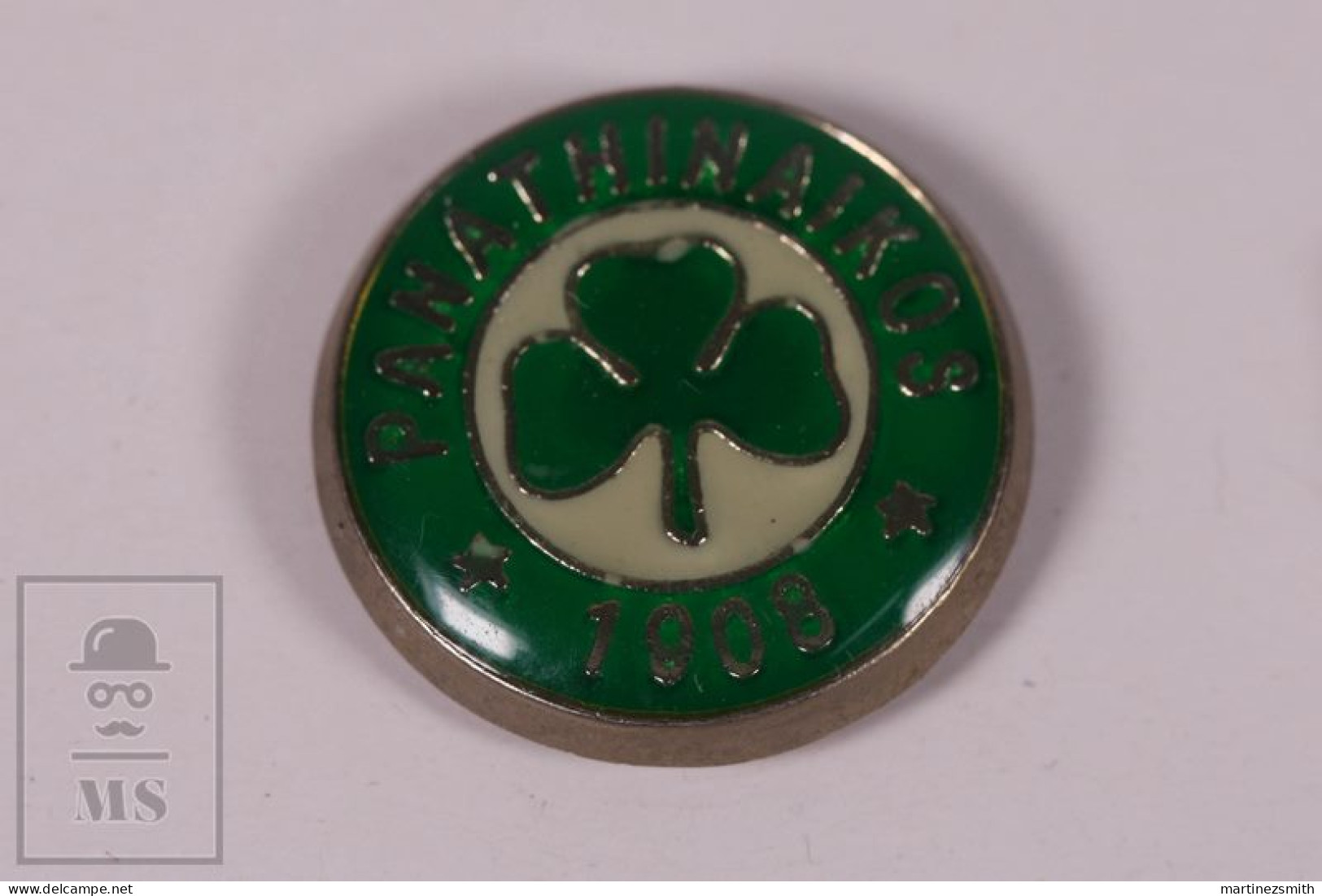 Enamelled Pin Football Panathinaikos Greece - 18 Mm - Unmarked Backside - Butterfly Fastener - Football