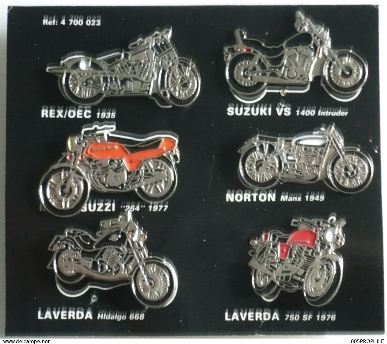 * Plaquette 6 Pin's - Moto Motos Motorrad - REX/OEC Suzuki VS 1400 Moto Guzzi Norton Laverda Hidalgo Laverda 750 SF - Motos