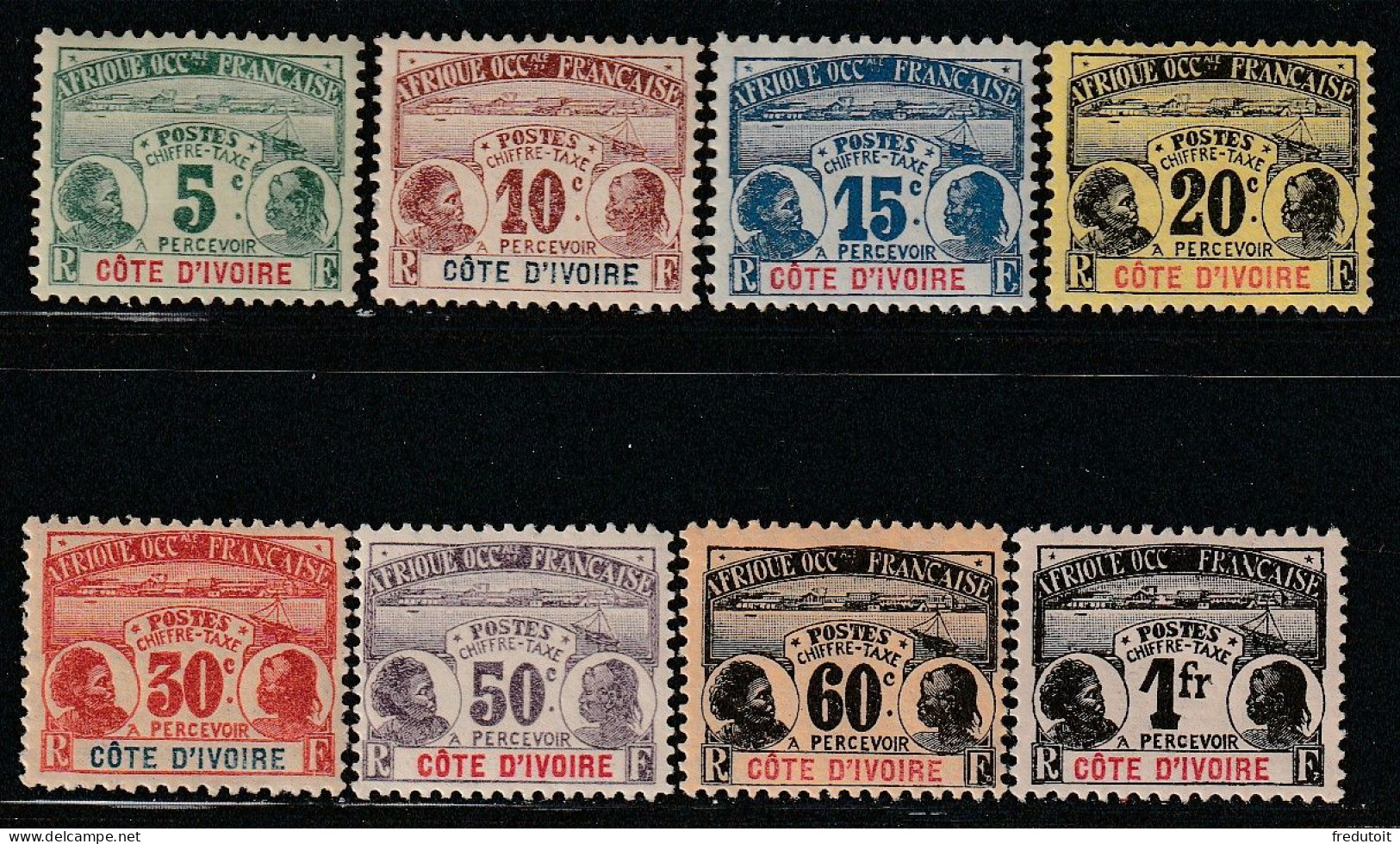 COTE D'IVOIRE - TAXE N°1 /8 * (1906) - 1906-08 Palmiers – Faidherbe – Ballay