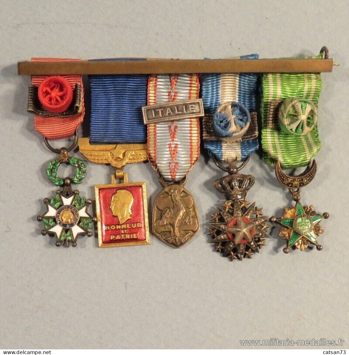 BARRETTE DE 5 REDUCTIONS MEDAILLES MILITAIRES D'UN ANCIEN PILOTE DE L'AERONAVALE - Airforce