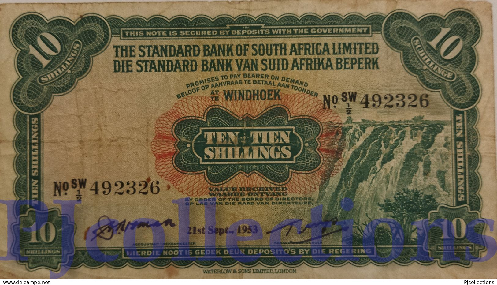 SOUTH WEST AFRICA 10 SHILLINGS 1953 PICK 7c AVF RARE - Sudafrica