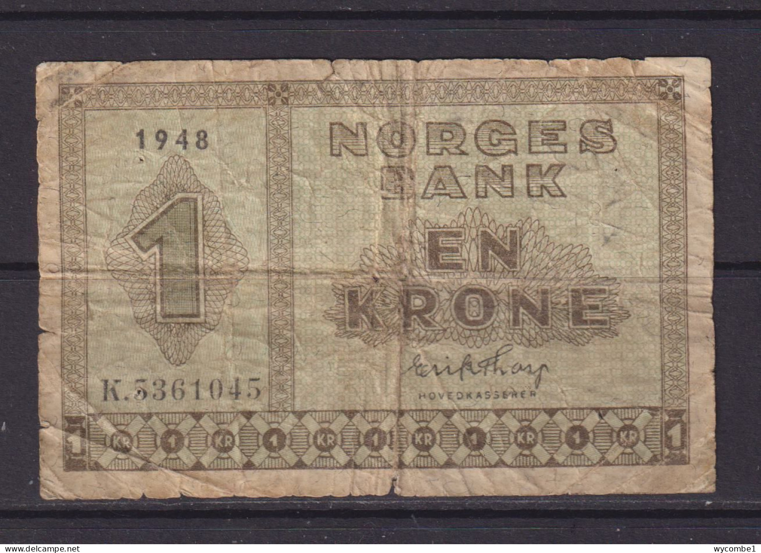 NORWAY - 1948 1 Krone Circulated Banknote - Norway