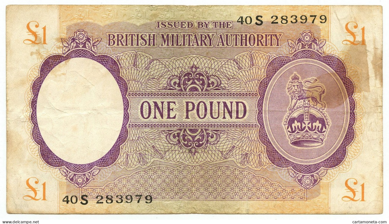 1 POUND OCCUPAZIONE INGLESE IN ITALIA BRITISH MIL. AUTHORITY 1943 BB- - Allied Occupation WWII