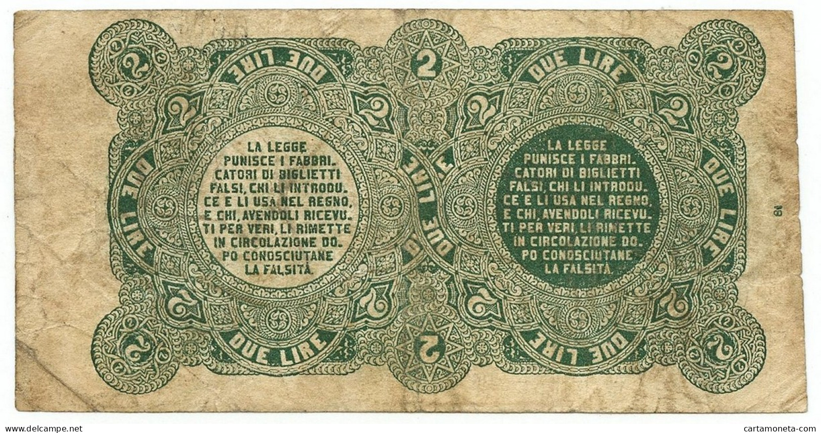 2 LIRE BIGLIETTO CONSORZIALE REGNO D'ITALIA 30/04/1874 BB - Biglietti Consorziale