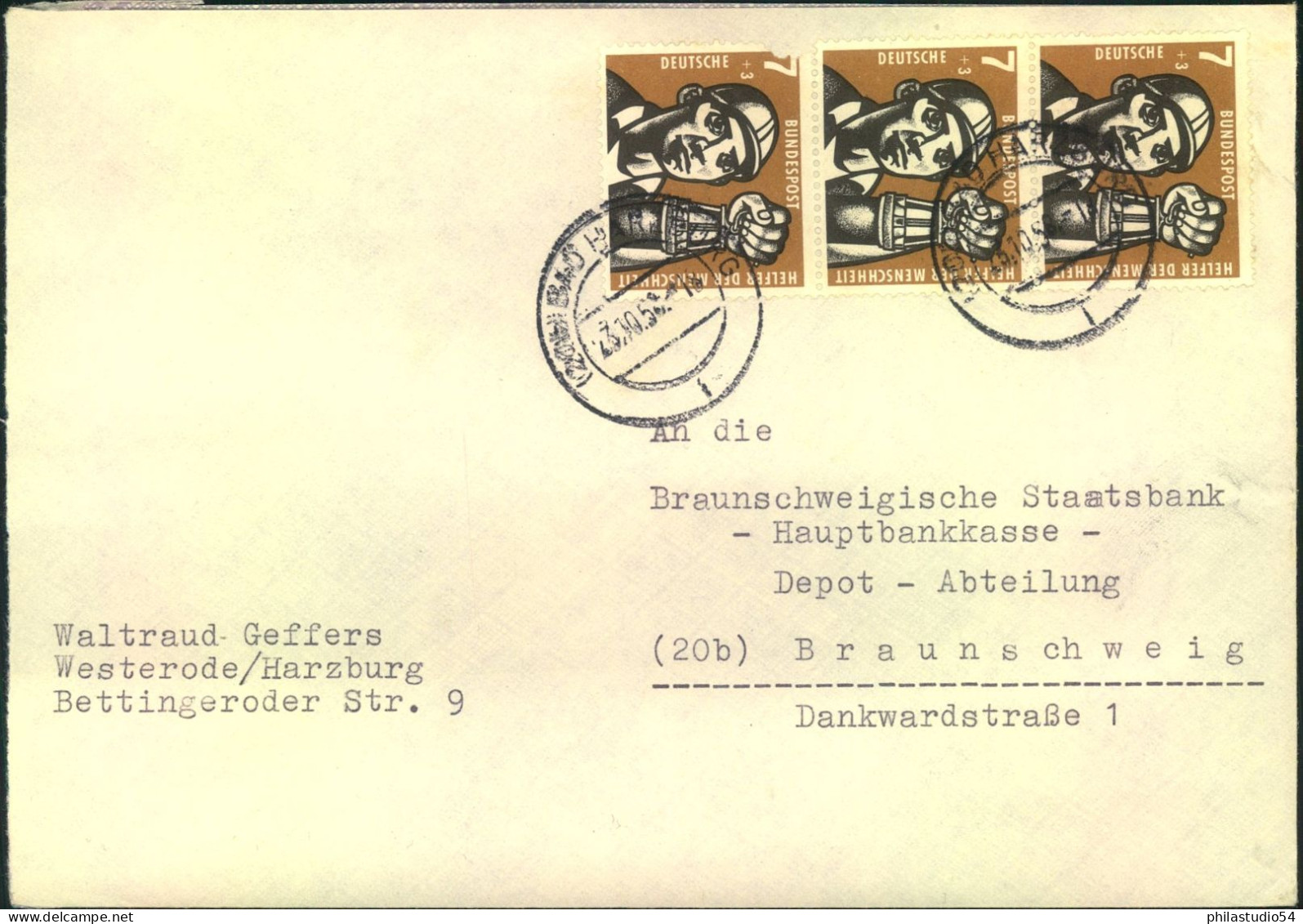 1959, 3-nal 7 Pfg. Bergbau Auf Fernbrief Ab BETTINGEN - Brieven En Documenten